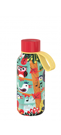 QUOKKA KIDS BOTELLA TERMO ACERO INOXIDABLE SOLID CON COLGADOR GROVE BIRDS 330 ML