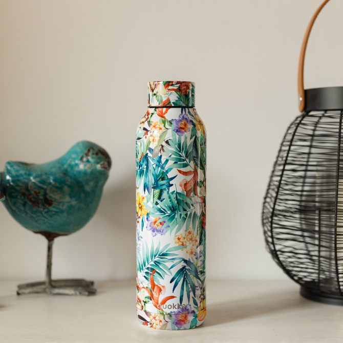 QUOKKA BOTELLA TERMO ACERO INOXIDABLE SOLID ORCHID GARDEN 630 ML