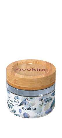 QUOKKA RECIPIENTE COMIDA CRISTAL CON FUNDA DE SILICONA DELI BLUE NATURE 500 ML