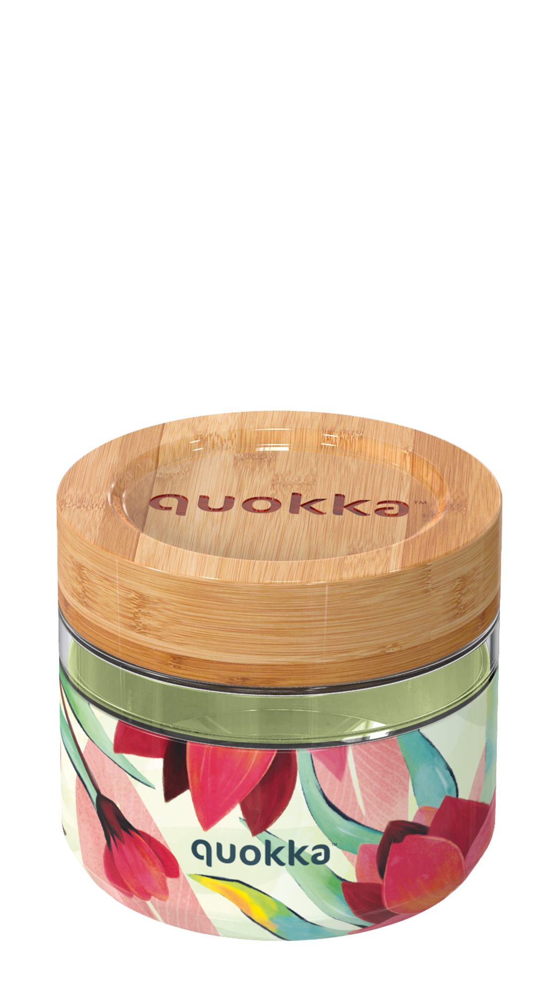 QUOKKA RECIPIENTE COMIDA CRISTAL CON FUNDA DE SILICONA DELI SPRING 500 ML