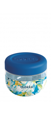 QUOKKA RECIPIENTE COMIDA MS CON FUNDA DE SILICONA BUBBLE BLUE PEONIES 500 ML
