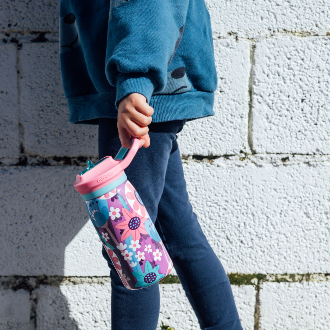 QUOKKA KIDS BOTELLA TERMO ACERO INOXIDABLE CON SIPPER POP BLOOMING GARDEN 445 ML