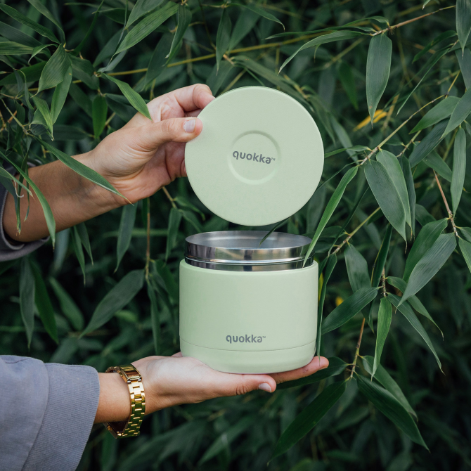 QUOKKA RECIPIENTE COMIDA TERMICO ACERO INOXIDABLE WHIM PASTEL GREEN 600 ML