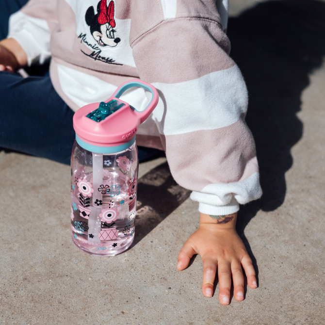 QUOKKA KIDS BOTELLA ECOZEN CON SIPPER GLOW MELODIC FLOWERS 580 ML