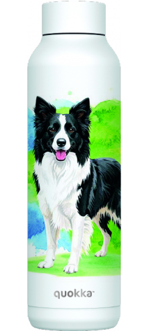 QUOKKA BOTELLA TERMO ACERO INOXIDABLE SOLID WHITE 630 ML BORDER COLLIE CUSTOM