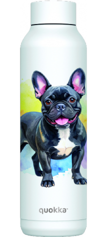 QUOKKA BOTELLA TERMO ACERO INOXIDABLE SOLID WHITE 630 ML BULLDOG FRANCES CUSTOM