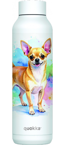 QUOKKA BOTELLA TERMO ACERO INOXIDABLE SOLID WHITE 630 ML CHIHUAHUA CUSTOM