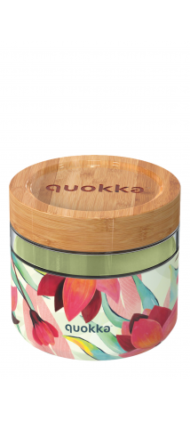 QUOKKA RECIPIENTE COMIDA CRISTAL CON FUNDA DE SILICONA DELI SPRING 820 ML