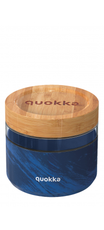 QUOKKA RECIPIENTE COMIDA CRISTAL CON FUNDA DE SILICONA DELI WOOD GRAIN 820 ML