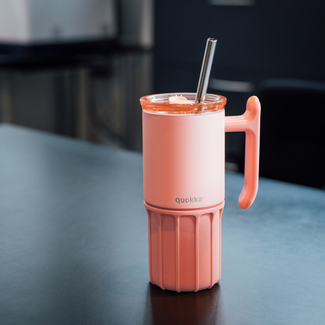 QUOKKA TAZA TERMO ACERO INOXIDABLE CON BASE DE SILICONA UMI PEACHY PINK 720 ML