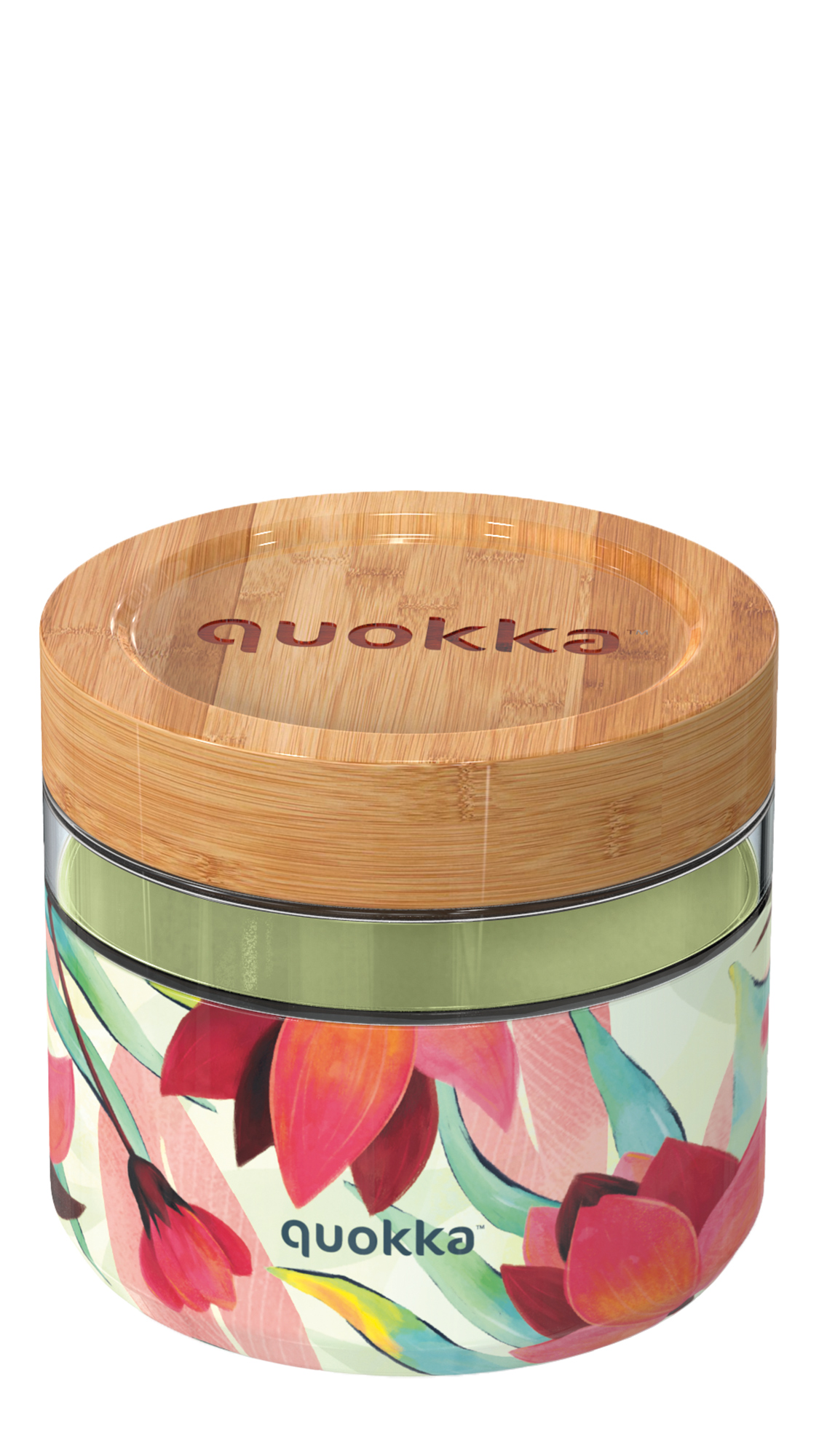QUOKKA RECIPIENTE COMIDA CRISTAL CON FUNDA DE SILICONA DELI SPRING 820 ML