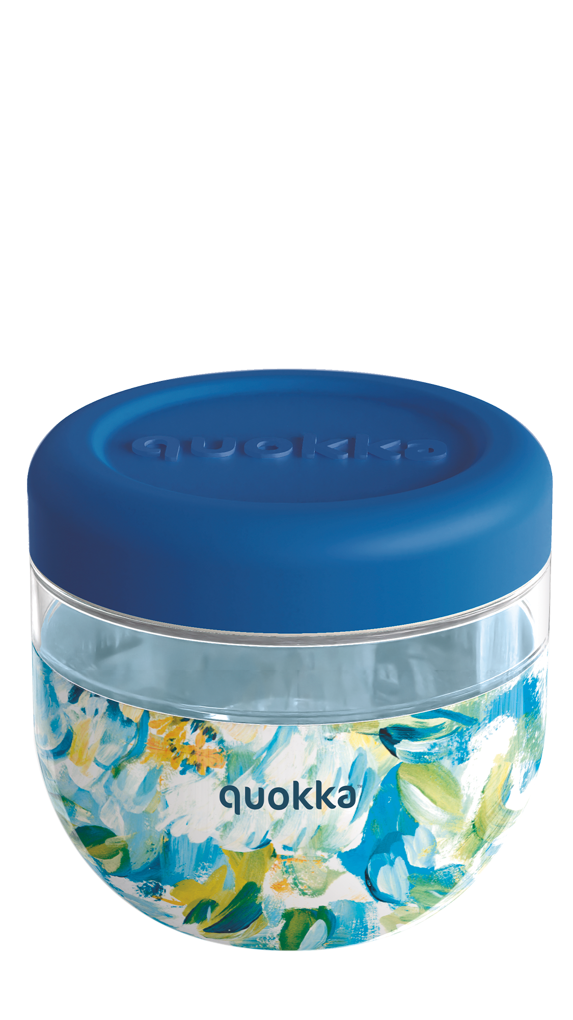 QUOKKA RECIPIENTE COMIDA MS CON FUNDA DE SILICONA BUBBLE BLUE PEONIES 770 ML