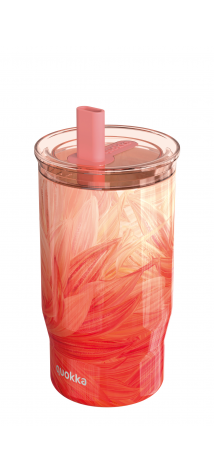 QUOKKA VASO TERMO ACERO INOXIDABLE CON PAJITA MIST PEACH PETALS 720 ML