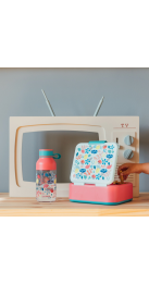 QUOKKA LOTE KIDS BOTELLA TRITAN ICE CON COLGADOR 430 ML Y SANDWICHERA FLOWERS (40158 + 40258)