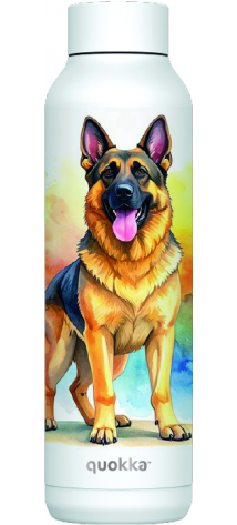 QUOKKA BOTELLA TERMO ACERO INOXIDABLE SOLID WHITE 630 ML PASTOR ALEMAN CUSTOM