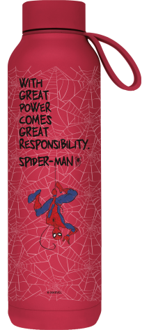 QUOKKA BOTELLA TERMO ACERO INOXIDABLE SOLID CON COLGADOR CHERRY RED 630 ML SPIDER-MAN GREAT POWER