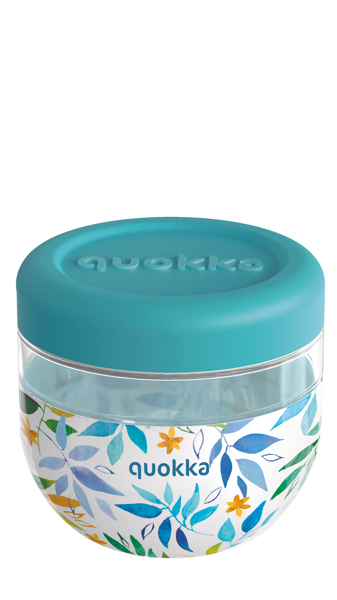 QUOKKA RECIPIENTE COMIDA MS CON FUNDA DE SILICONA BUBBLE WATERCOLOR LEAVES 770 ML