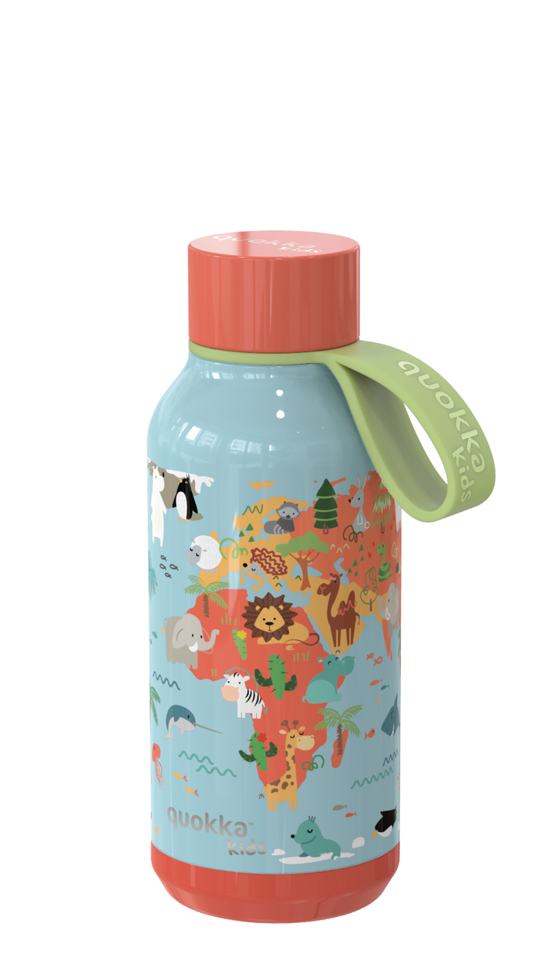 QUOKKA KIDS BOTELLA TERMO ACERO INOXIDABLE SOLID CON COLGADOR MAP OF LIFE 330 ML