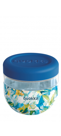 QUOKKA RECIPIENTE COMIDA MS CON FUNDA DE SILICONA BUBBLE BLUE PEONIES 770 ML