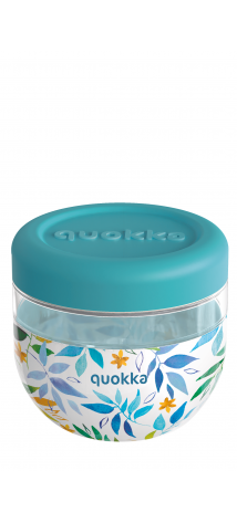 QUOKKA RECIPIENTE COMIDA MS CON FUNDA DE SILICONA BUBBLE WATERCOLOR LEAVES 770 ML