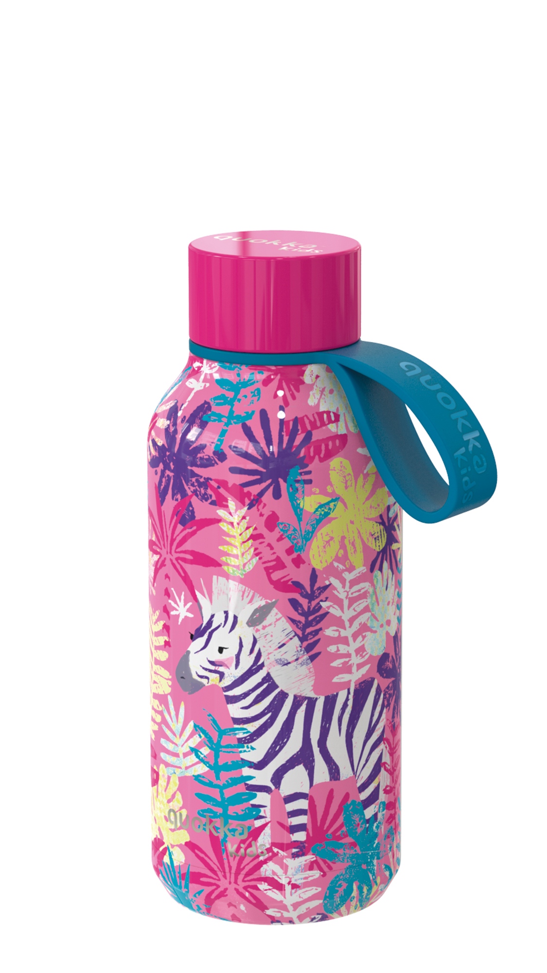 QUOKKA KIDS BOTELLA TERMO ACERO INOXIDABLE SOLID CON COLGADOR ZEBRAS 330 ML