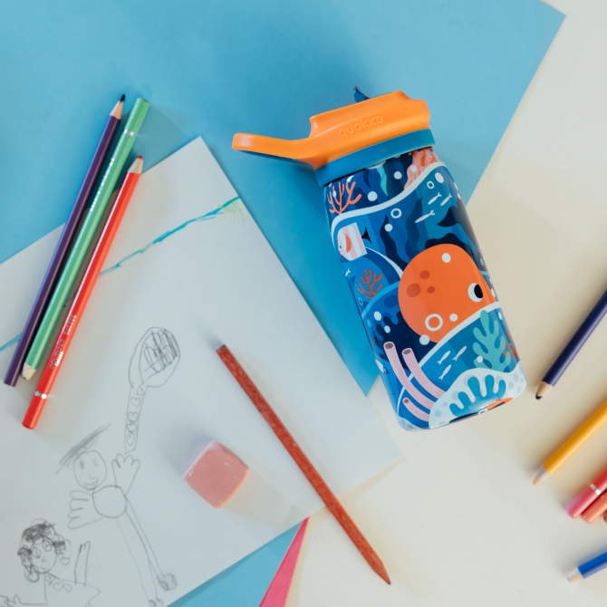 QUOKKA KIDS BOTELLA TERMO ACERO INOXIDABLE CON SIPPER POP OCEAN 445 ML