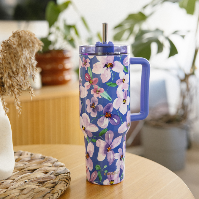 QUOKKA TAZA TERMO ACERO INOXIDABLE STREAM FLOWER DUSK XL 1200 ML