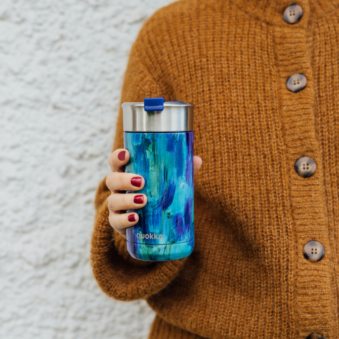 QUOKKA VASO CAFE TERMICO ACERO INOXIDABLE BOOST BLUE PAINT 400 ML