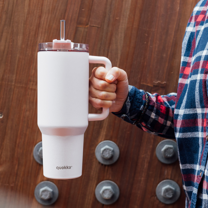 QUOKKA TAZA TERMO ACERO INOXIDABLE STREAM LIGHT PINK XL 1200 ML