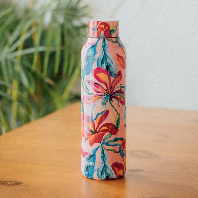 QUOKKA BOTELLA TERMO ACERO INOXIDABLE SOLID TROPICAL BLOOM 630 ML
