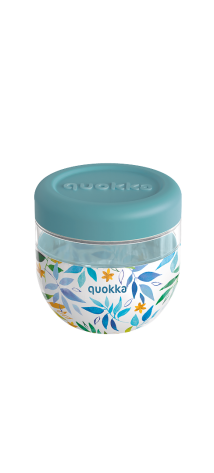 QUOKKA RECIPIENTE COMIDA MS CON FUNDA DE SILICONA BUBBLE WATERCOLOR LEAVES 770 ML