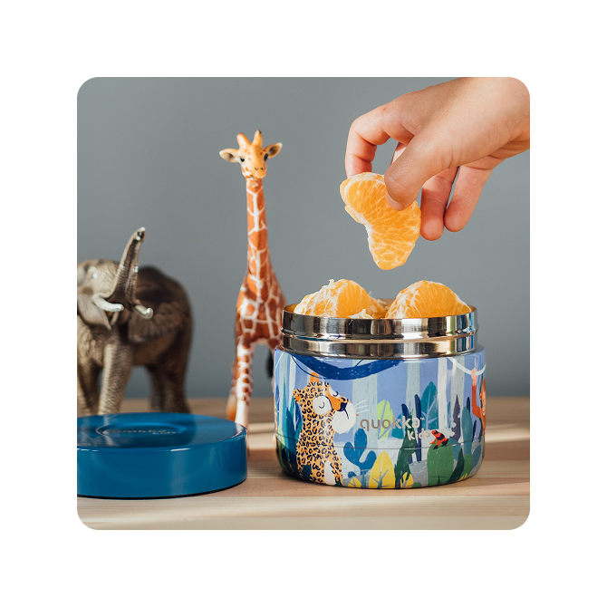 QUOKKA KIDS RECIPIENTE COMIDA TERMICO ACERO INOXIDABLE WHIM JUNGLE 360 ML