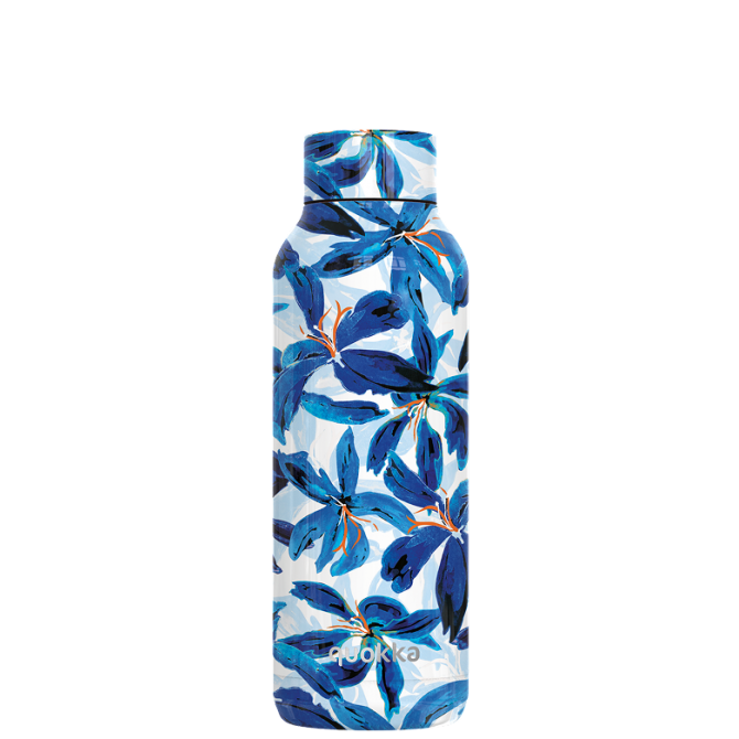 QUOKKA BOTELLA TERMO ACERO INOXIDABLE SOLID BLUE HIBISCUS 510 ML