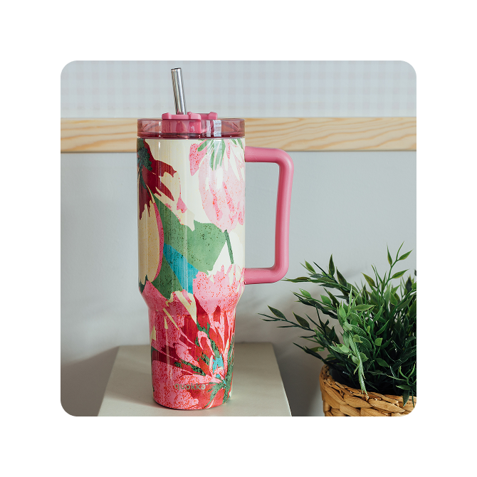 QUOKKA TAZA TERMO ACERO INOXIDABLE STREAM PINK FLAMBÉ XL 1200 ML