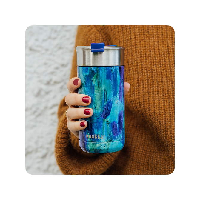 QUOKKA VASO CAFE TERMICO ACERO INOXIDABLE BOOST BLUE PAINT 400 ML