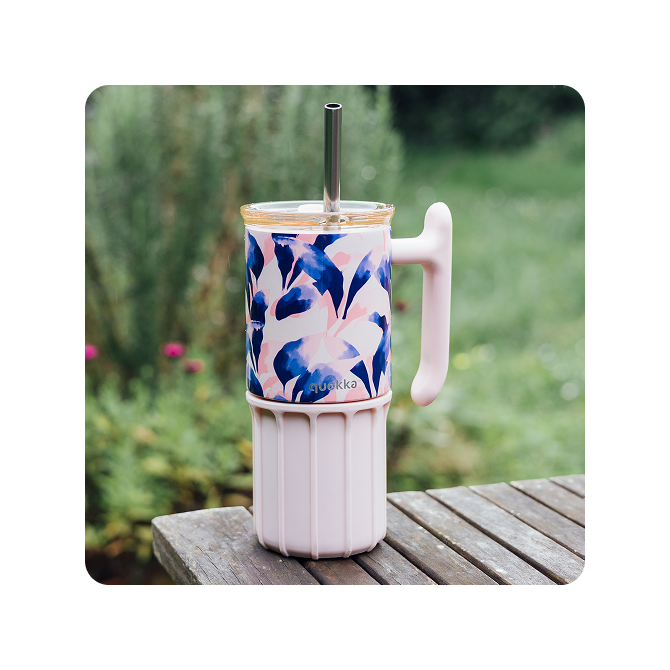 QUOKKA TAZA TERMO ACERO INOXIDABLE CON BASE DE SILICONA UMI BLUE FEATHER 720 ML