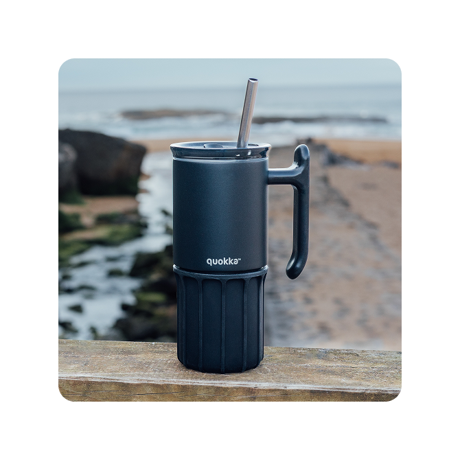 QUOKKA TAZA TERMO ACERO INOXIDABLE CON BASE DE SILICONA UMI BLACK 720 ML