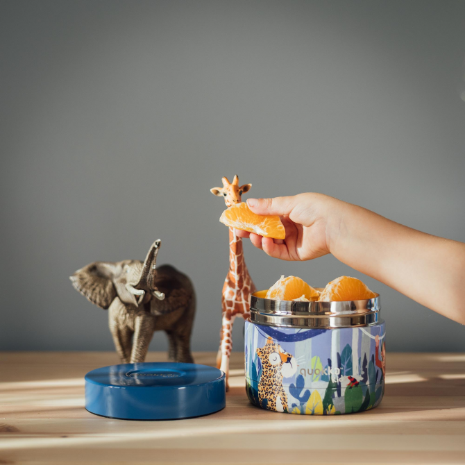 QUOKKA KIDS RECIPIENTE COMIDA TERMICO ACERO INOXIDABLE WHIM JUNGLE 360 ML