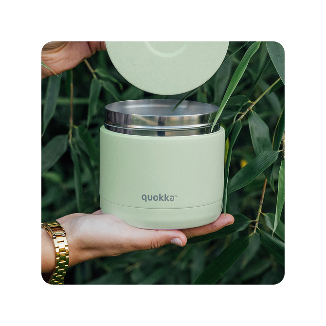 QUOKKA RECIPIENTE COMIDA TERMICO ACERO INOXIDABLE WHIM PASTEL GREEN 600 ML