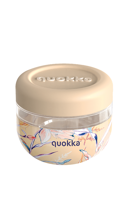QUOKKA RECIPIENTE COMIDA MS CON FUNDA DE SILICONA BUBBLE VINTAGE FLORAL 500 ML