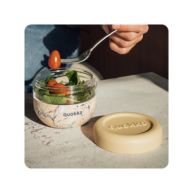 QUOKKA RECIPIENTE COMIDA MS CON FUNDA DE SILICONA BUBBLE VINTAGE FLORAL 500 ML
