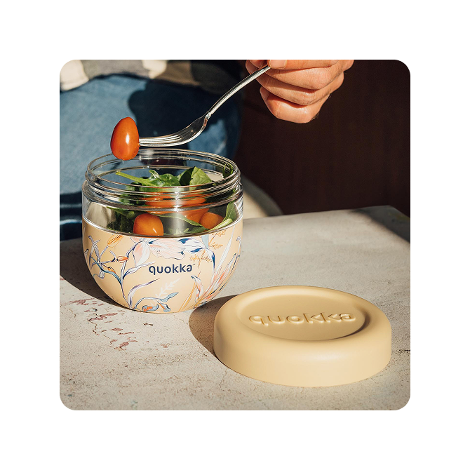 QUOKKA RECIPIENTE COMIDA MS CON FUNDA DE SILICONA BUBBLE VINTAGE FLORAL 770 ML