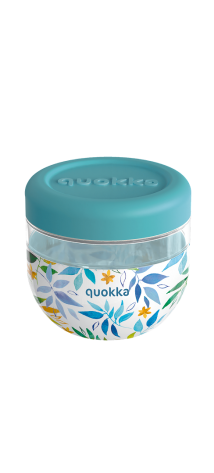 QUOKKA RECIPIENTE COMIDA MS CON FUNDA DE SILICONA BUBBLE WATERCOLOR LEAVES 770 ML
