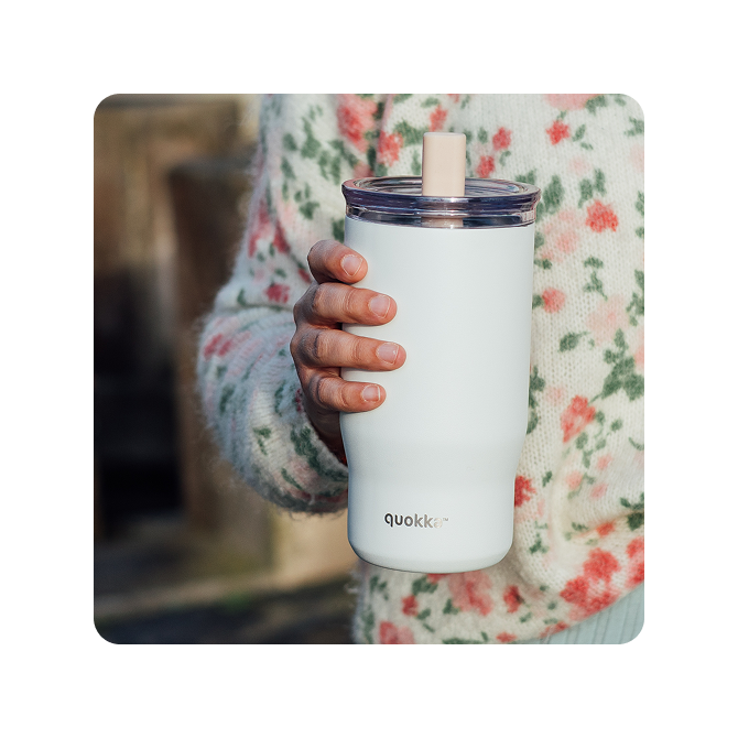 QUOKKA VASO TERMO ACERO INOXIDABLE CON PAJITA MIST IVORY 720 ML
