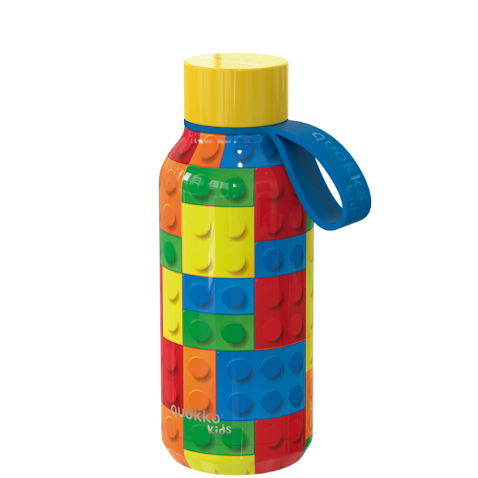 QUOKKA KIDS BOTELLA TERMO ACERO INOXIDABLE SOLID CON COLGADOR COLOR BRICKS 330 ML