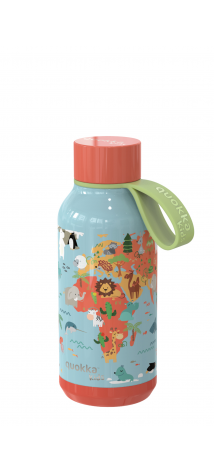 QUOKKA KIDS BOTELLA TERMO ACERO INOXIDABLE SOLID CON COLGADOR MAP OF LIFE 330 ML