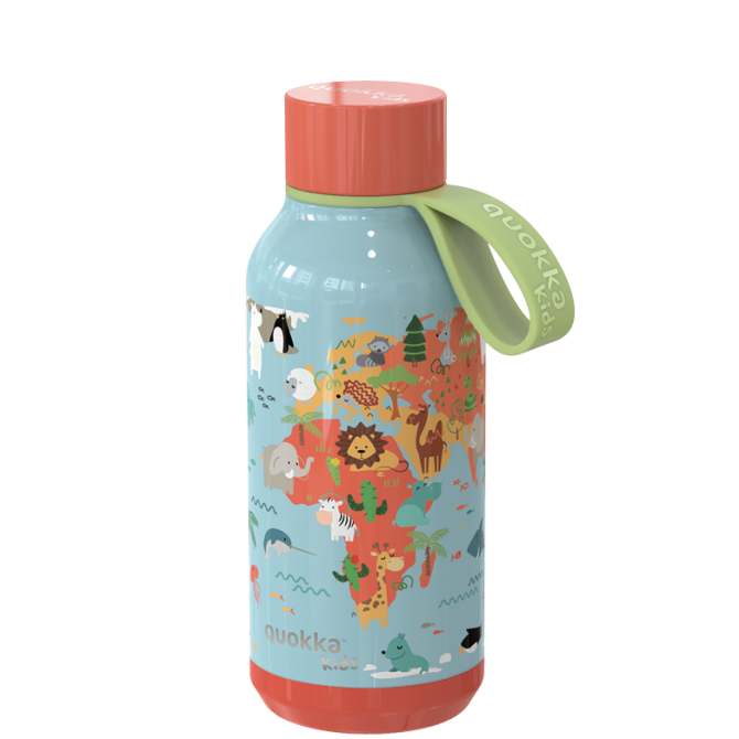 QUOKKA KIDS BOTELLA TERMO ACERO INOXIDABLE SOLID CON COLGADOR MAP OF LIFE 330 ML