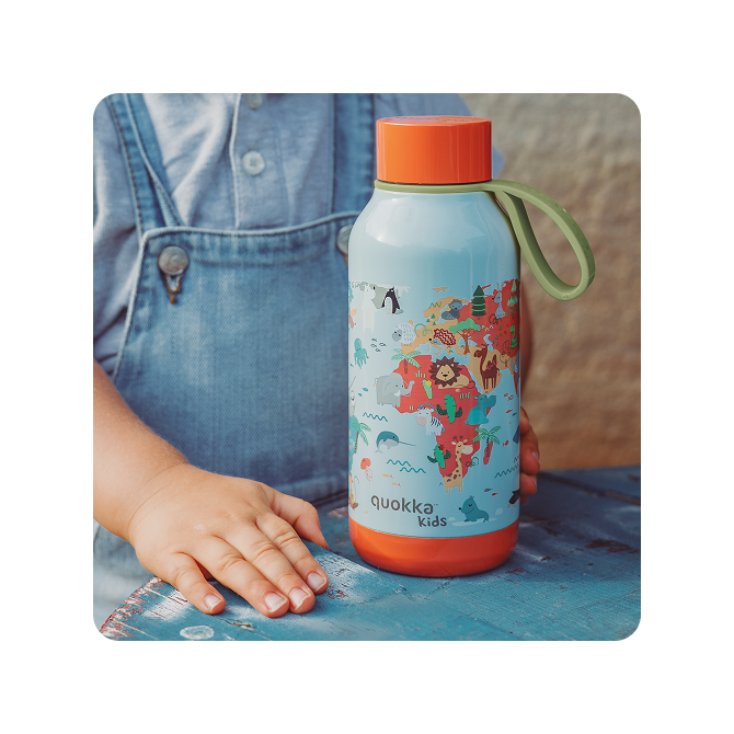 QUOKKA KIDS BOTELLA TERMO ACERO INOXIDABLE SOLID CON COLGADOR MAP OF LIFE 330 ML