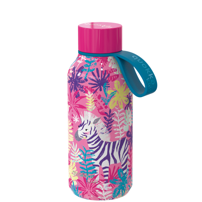 QUOKKA KIDS BOTELLA TERMO ACERO INOXIDABLE SOLID CON COLGADOR ZEBRAS 330 ML