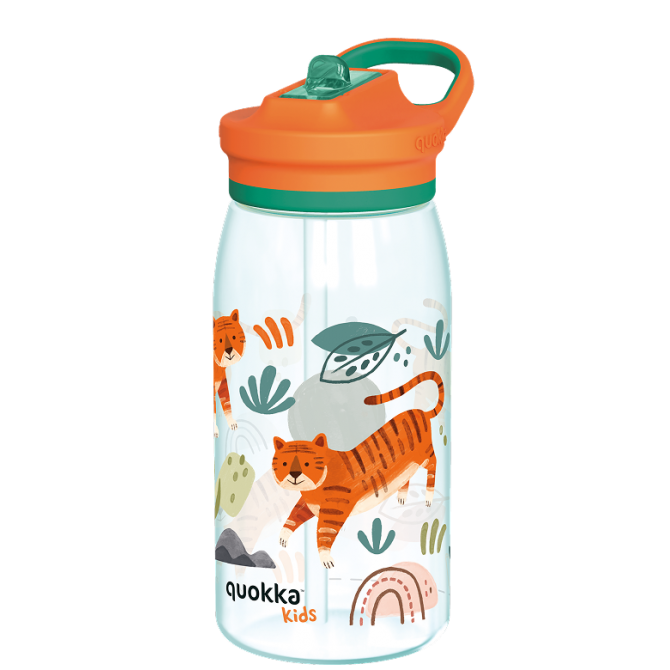 QUOKKA KIDS BOTELLA ECOZEN CON SIPPER GLOW TIGERS 580 ML